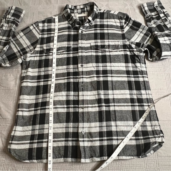 Everlane Men's Size XL Gray Black Plaid Flannel Shirt Long Sleeve Button Up - Picture 5 of 9